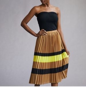 Maeve Pleated Stripe Midi Skirt - Anthropologie